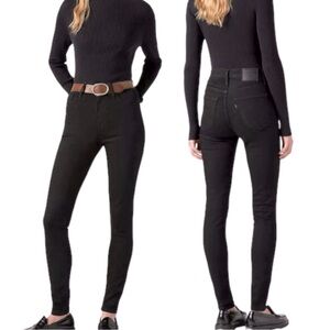 Levi’s Premium 720 High Rise Skinny Ankle Jeans Black Sz 28 Stretch Denim Big E